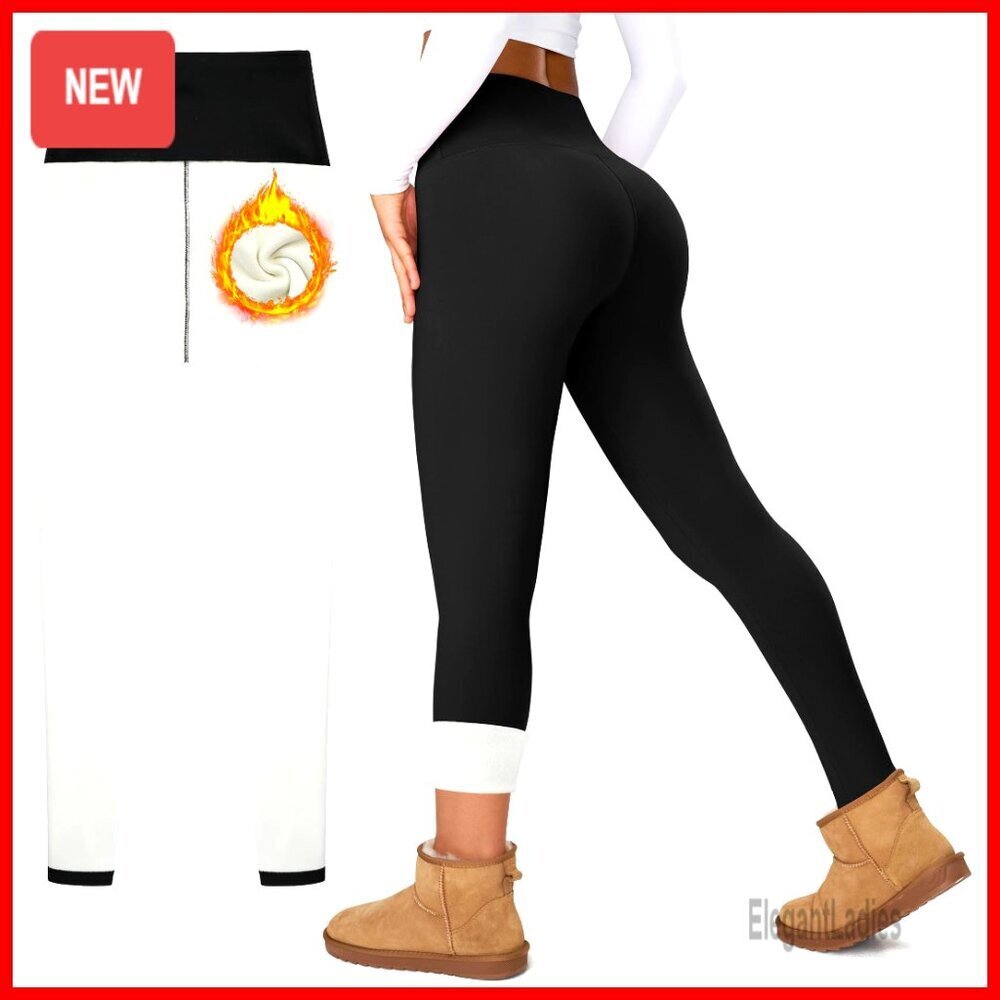 Thick Fleece Lined Leggings High Waist Tummy Control Thermal Yoga Pants